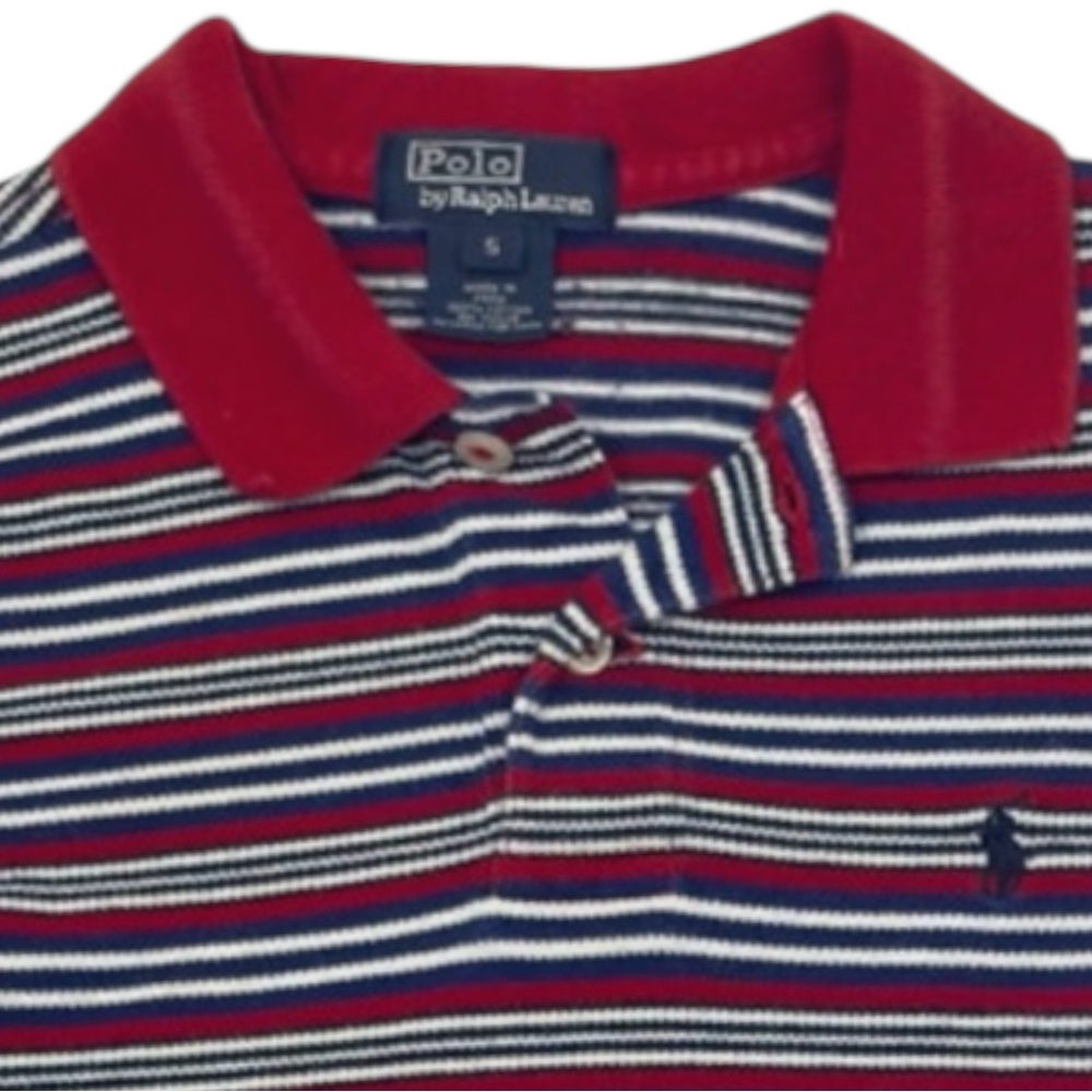 Youth Ralph Lauren Polo Shirt Boys 5 Red Blue Striped Cotton Classic Preppy Logo